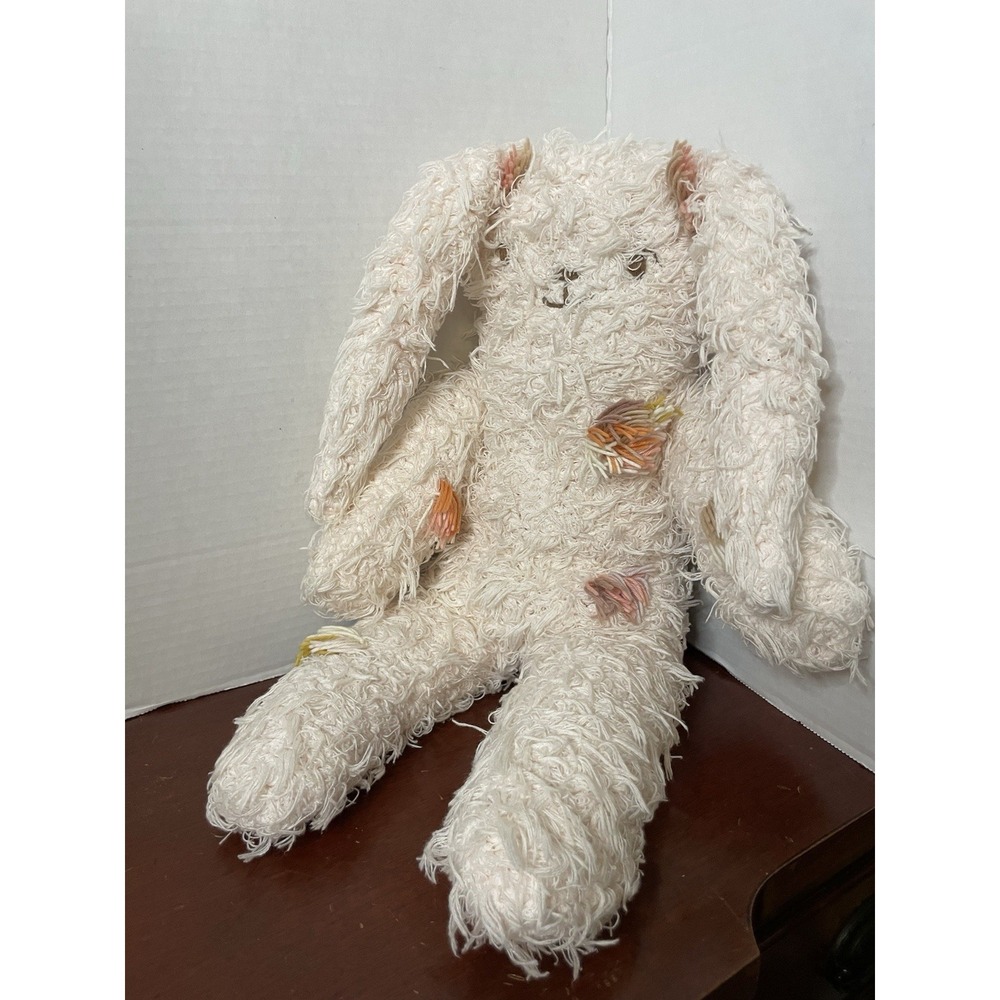 Blabla Kids Pom Pom Fuzzy Bunny Rabbit Pink Cotton Scruffy Plush 17" RARE HTF!